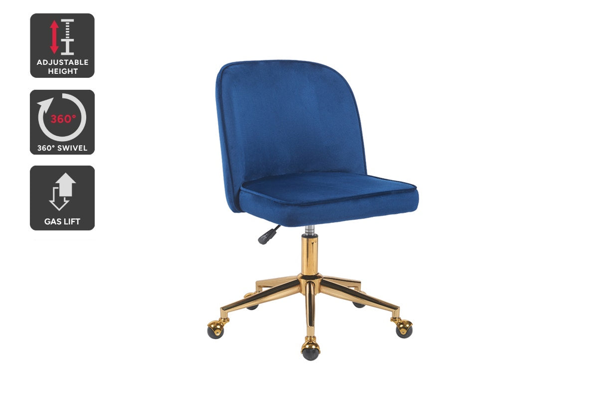 Ergolux Monty Velvet Office Chair (Navy)