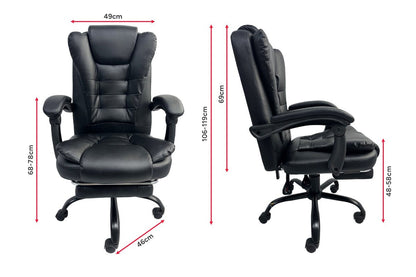 Ergolux Noob Mid Back Padded Massage Office Chair (Black)
