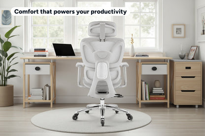 Ergolux Pro Ergonomic Mesh Office Chair with Footrest (Grey)