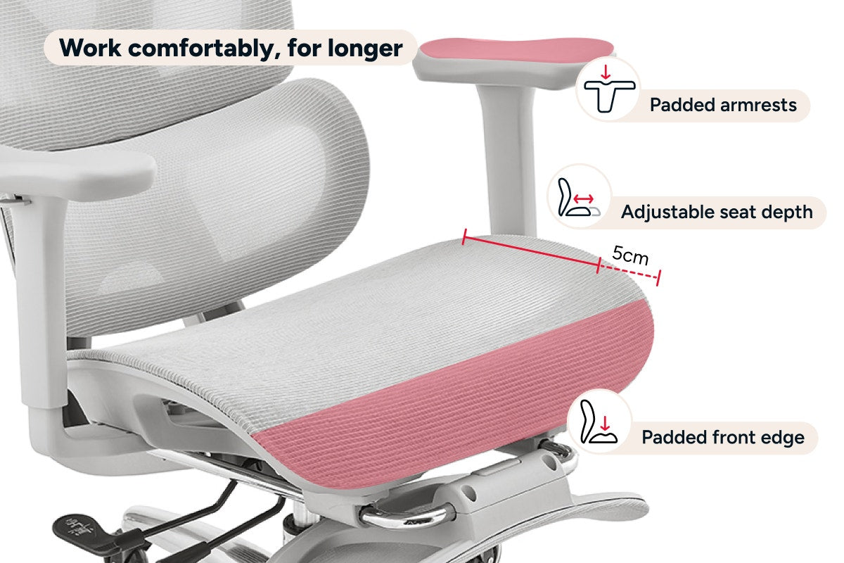 Ergolux Pro Ergonomic Mesh Office Chair with Footrest (Grey)