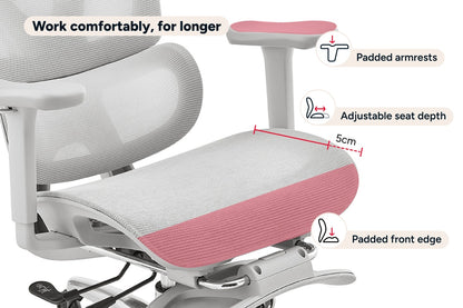 Ergolux Pro Ergonomic Mesh Office Chair with Footrest (Grey)