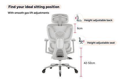 Ergolux Pro Ergonomic Mesh Office Chair with Footrest (Grey)