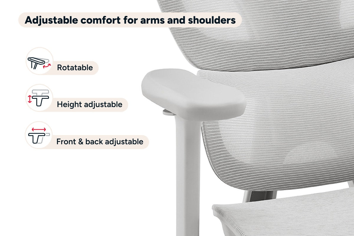 Ergolux Pro Ergonomic Mesh Office Chair with Footrest (Grey)