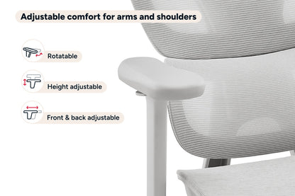 Ergolux Pro Ergonomic Mesh Office Chair with Footrest (Grey)