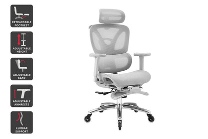 Ergolux Pro Ergonomic Mesh Office Chair with Footrest (Grey)