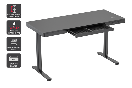 Ergolux Electric Standing Desk with Drawer 140 x 60cm (Black/Black)