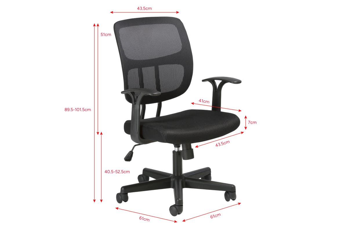 Ergolux Seto Adjustable Mid Back Mesh Office Chair