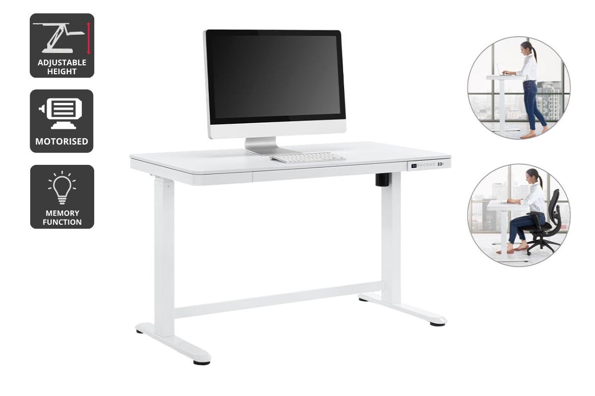 Ergolux Sorrento Electric Standing Desk Wood White