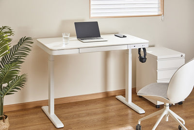 Ergolux Sorrento Electric Standing Desk with Wireless Charging 120 x 60cm - White/White
