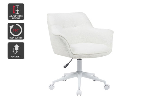 Ovela Teddy Boucle Office Chair (Cream/White) - Auzzistore