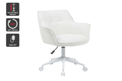 Ovela Teddy Boucle Office Chair (Cream/White)