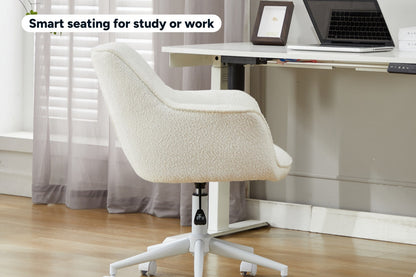 Ovela Teddy Boucle Office Chair (Cream/White)