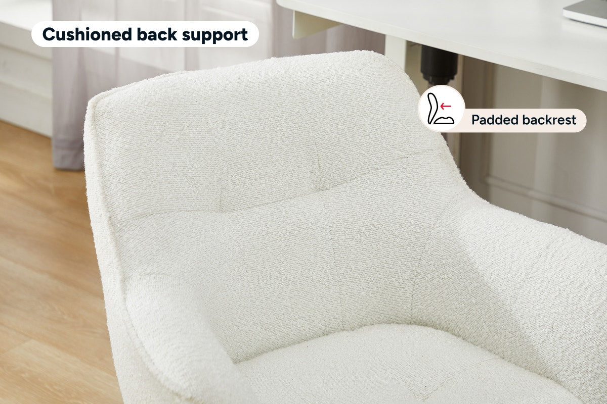 Ovela Teddy Boucle Office Chair (Cream/White)