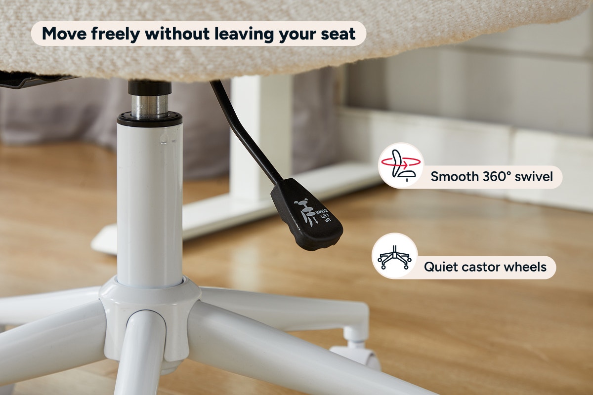 Ovela Teddy Boucle Office Chair (Cream/White)