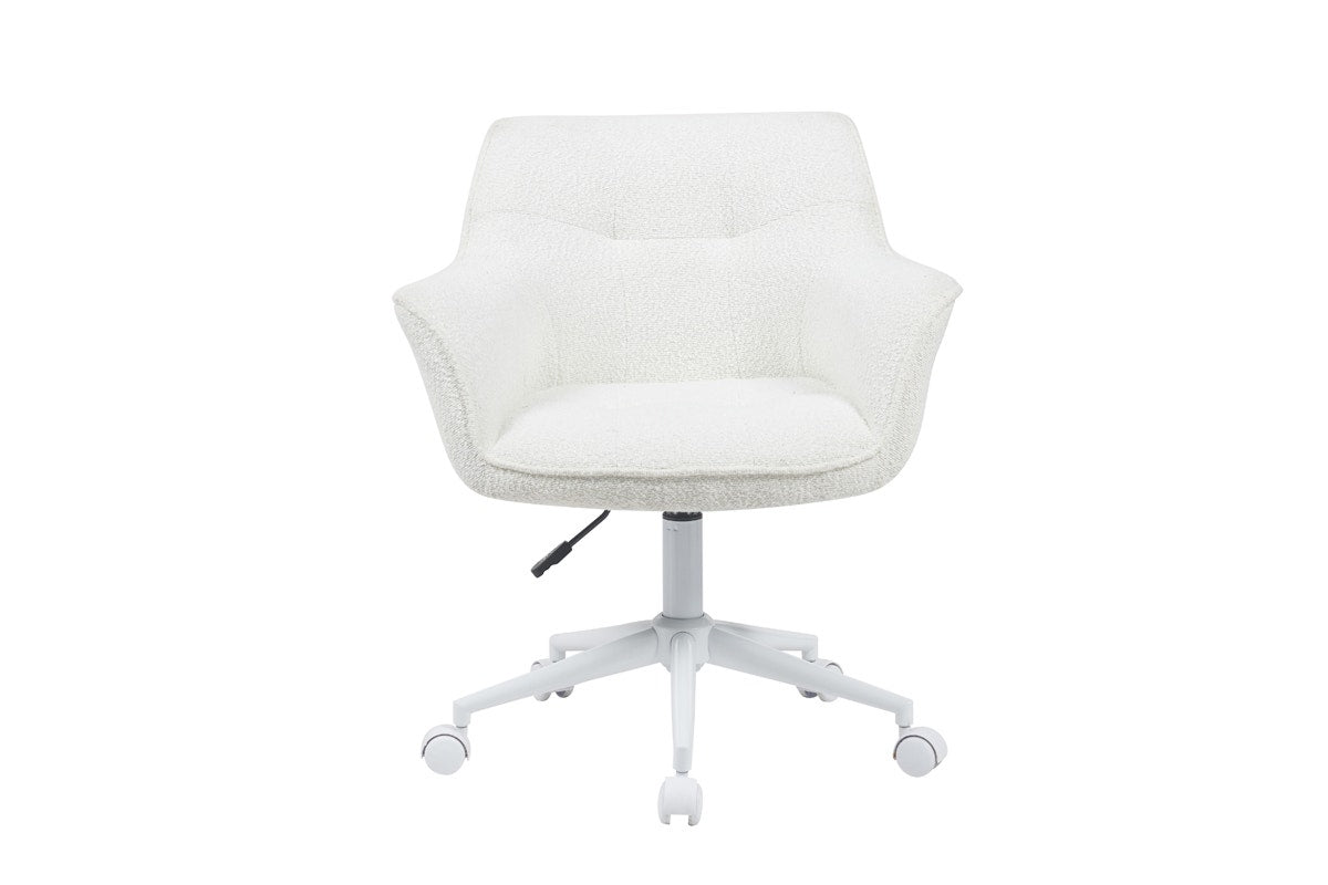 Ovela Teddy Boucle Office Chair (Cream/White)
