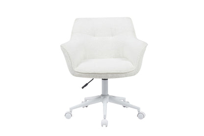 Ovela Teddy Boucle Office Chair (Cream/White)