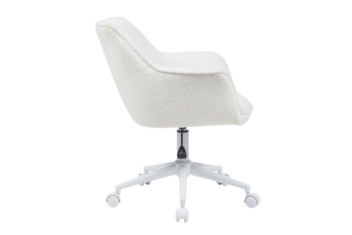 Ovela Teddy Boucle Office Chair (Cream/White)