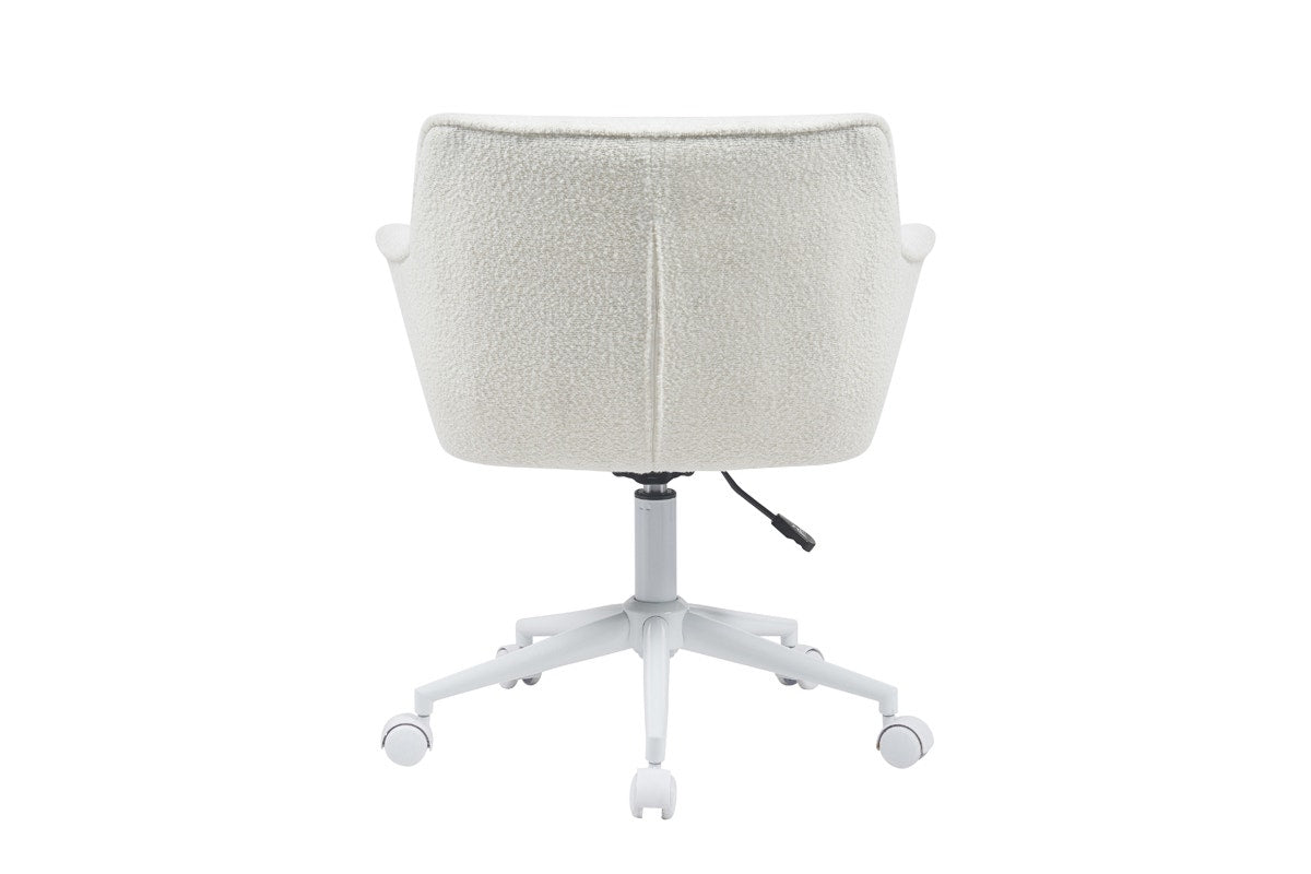 Ovela Teddy Boucle Office Chair (Cream/White)