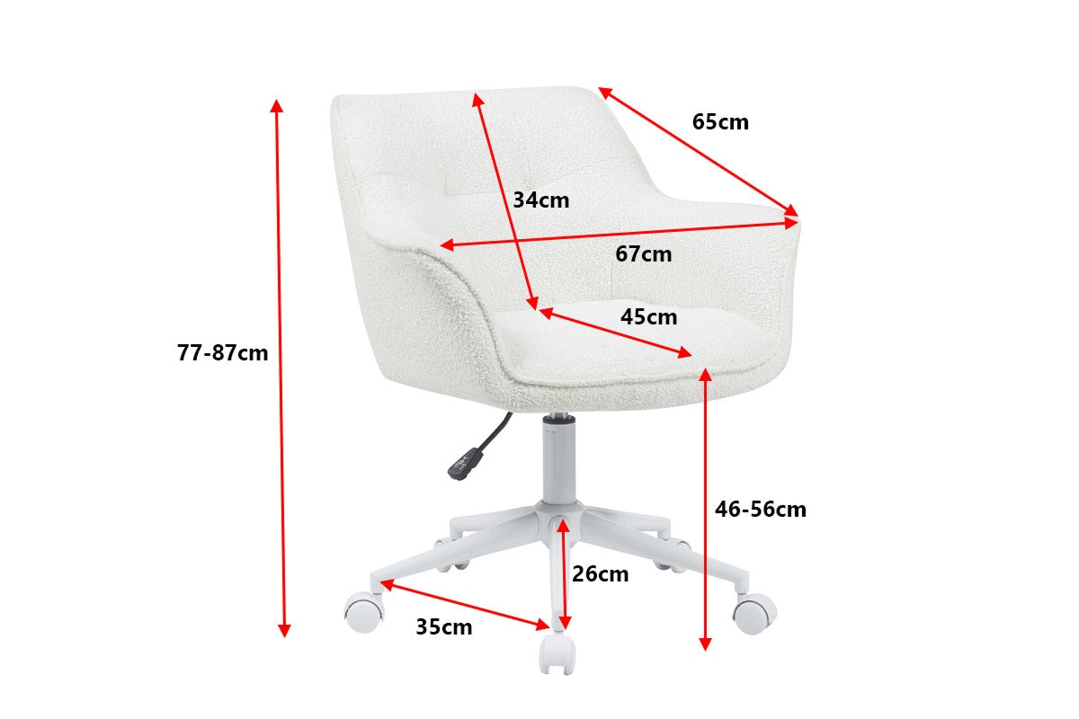 Ovela Teddy Boucle Office Chair (Cream/White)