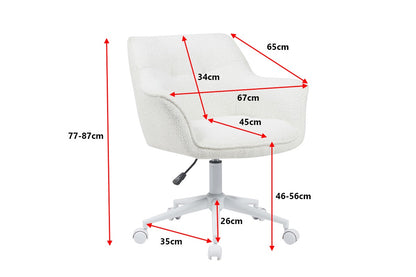 Ovela Teddy Boucle Office Chair (Cream/White)