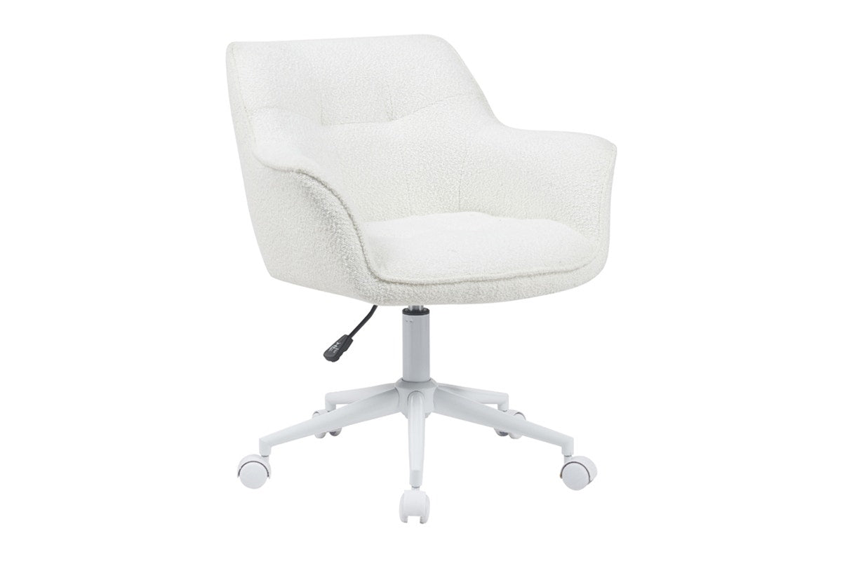 Ovela Teddy Boucle Office Chair (Cream/White)