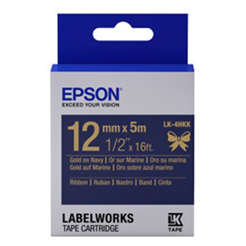 EPSON TAPE RIBBON 12MM GOLD ON NAVY 5 METRES FOR LW-300 LW-400 & LW-600P | Auzzi Store