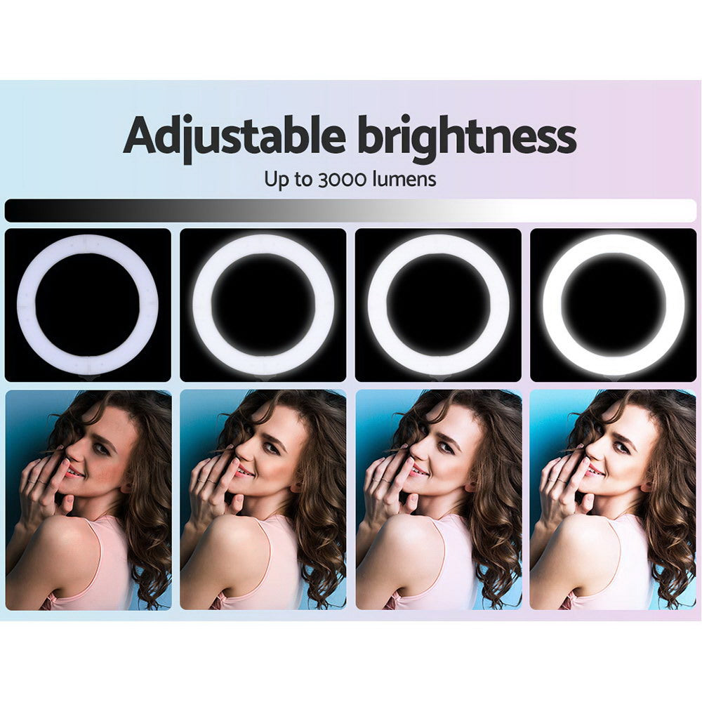 Embellir 14" LED Ring Light 5600K 3000LM Dimmable Stand MakeUp Studio Video | Auzzi Store