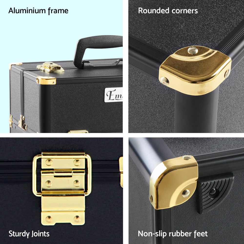 Embellir Portable Cosmetic Beauty Makeup Case - Black & Gold | Auzzi Store
