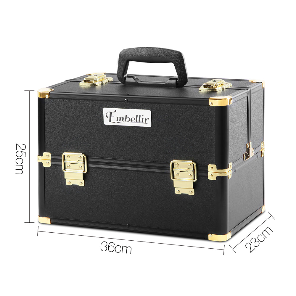 Embellir Portable Cosmetic Beauty Makeup Case - Black & Gold | Auzzi Store