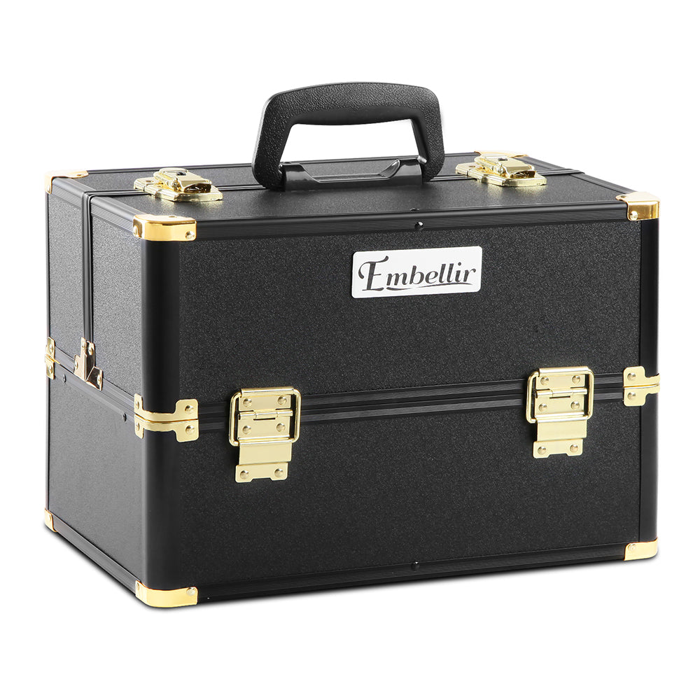 Embellir Portable Cosmetic Beauty Makeup Case - Black & Gold | Auzzi Store