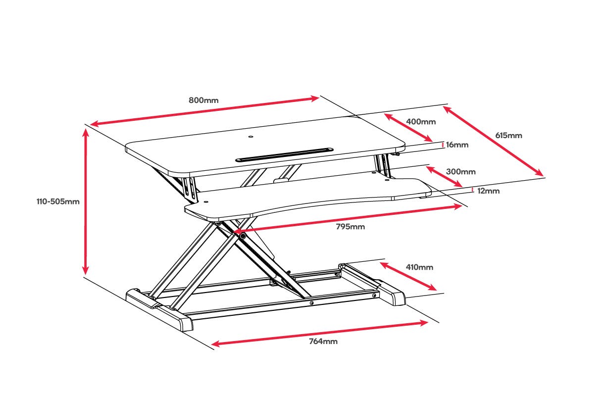 Ergolux Pro Height Adjustable Sit Stand Desk Riser | Auzzi Store