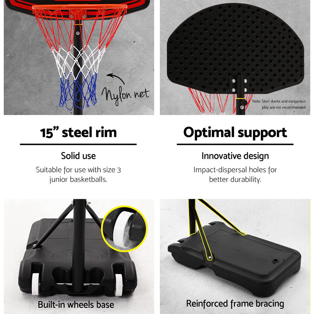 Everfit 2.1M Adjustable Portable Basketball Stand Hoop System Rim Black | Auzzi Store