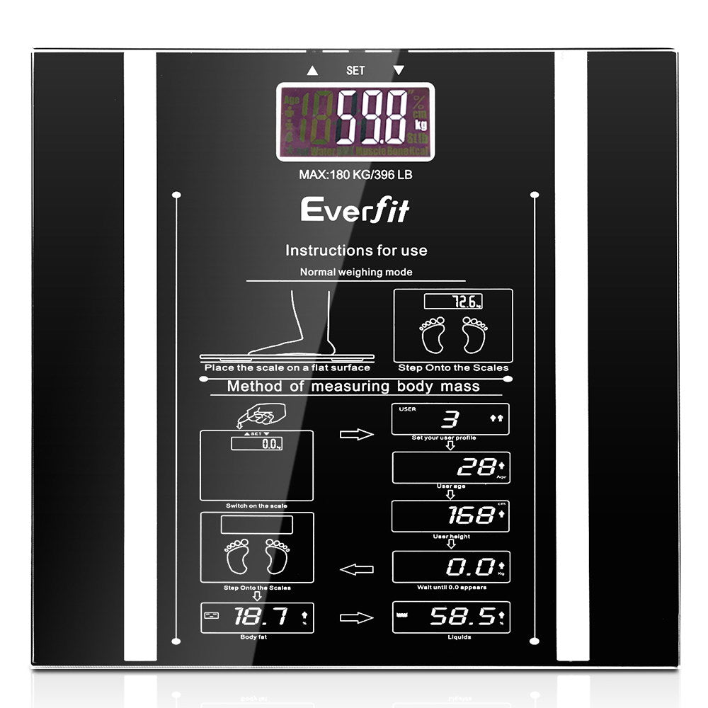 Everfit Bathroom Scales Digital Body Fat Scale 180KG Electronic Monitor Tracker | Auzzi Store