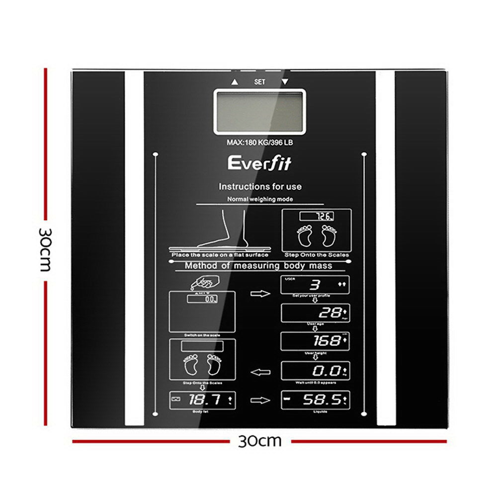 Everfit Bathroom Scales Digital Body Fat Scale 180KG Electronic Monitor Tracker | Auzzi Store