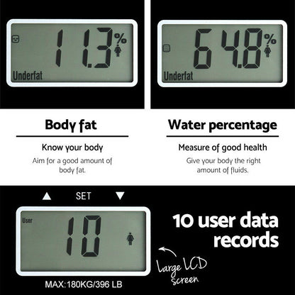 Everfit Bathroom Scales Digital Body Fat Scale 180KG Electronic Monitor Tracker | Auzzi Store