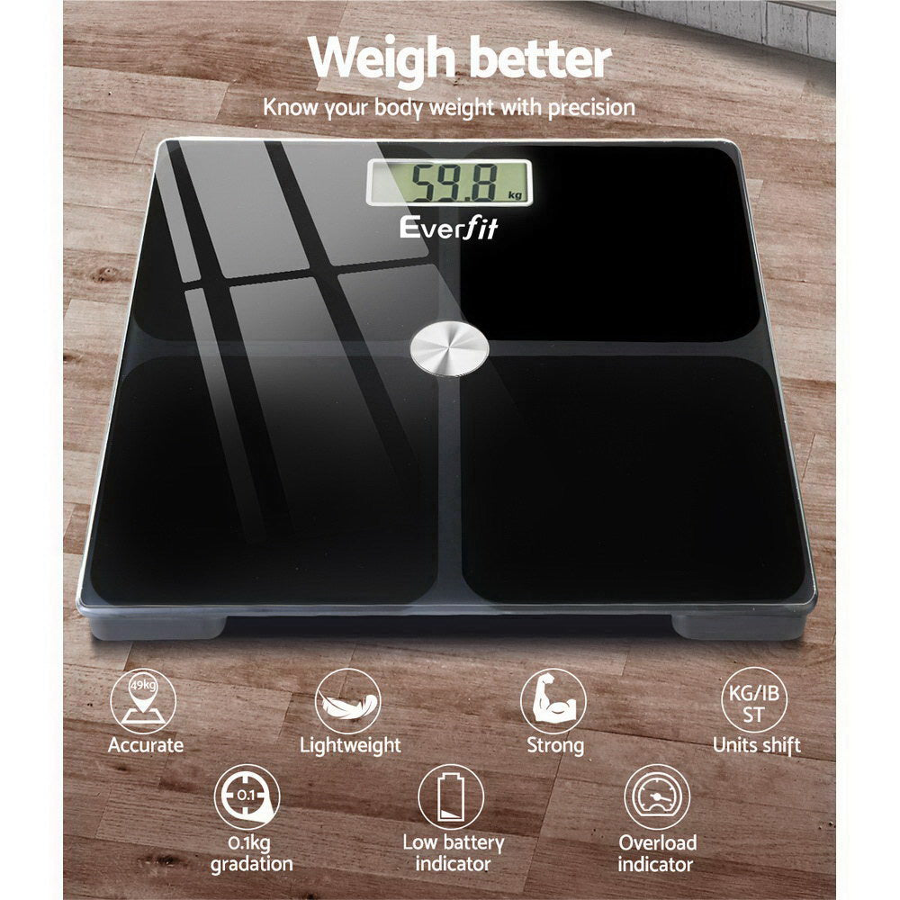 Everfit Bathroom Scales Digital Weighing Scale 180KG Electronic Monitor Tracker | Auzzi Store