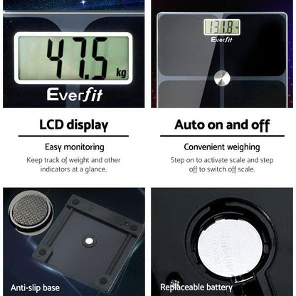 Everfit Bathroom Scales Digital Weighing Scale 180KG Electronic Monitor Tracker | Auzzi Store