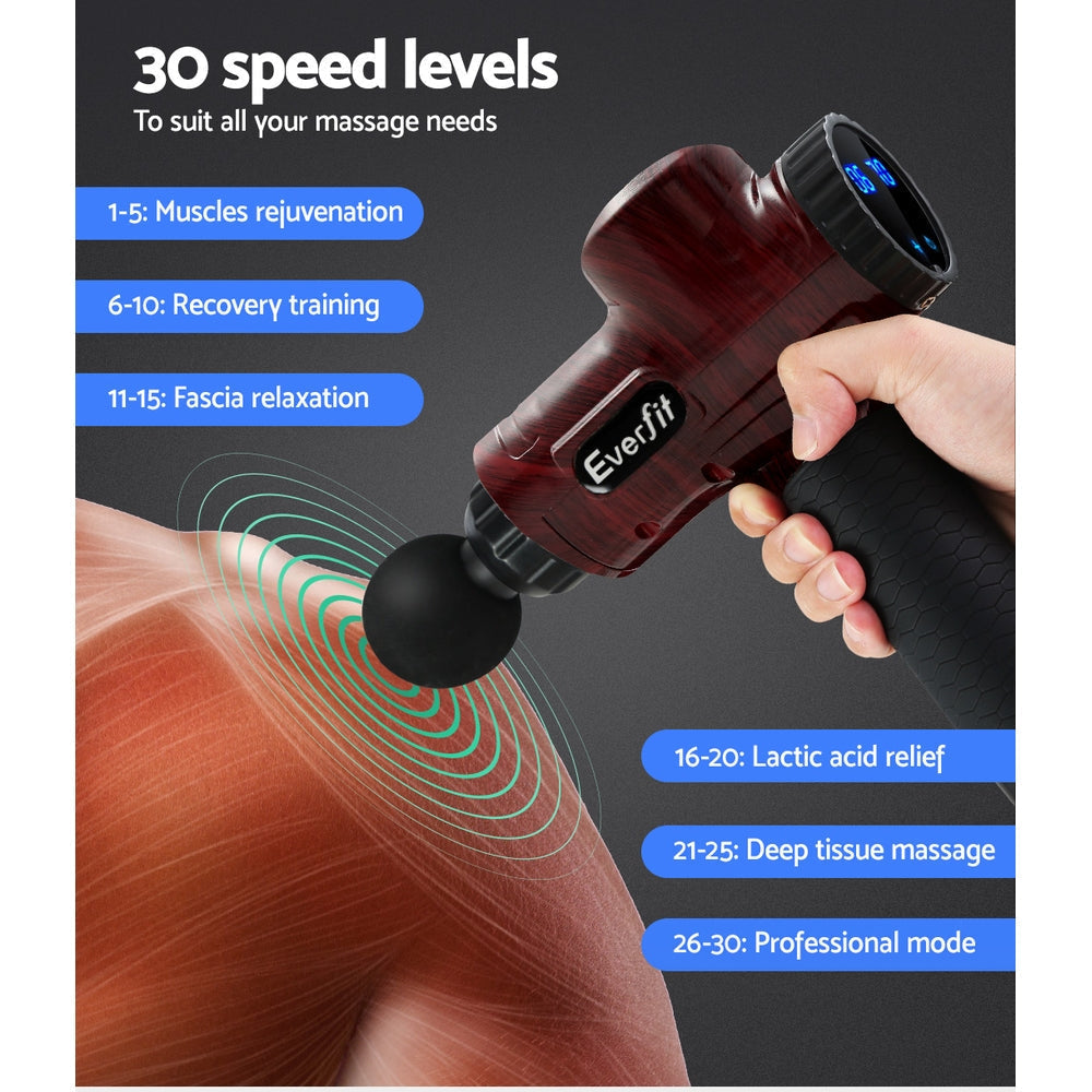 Everfit Massage Gun 6 Heads Electric Massager LCD Vibration Percussion Relief | Auzzi Store