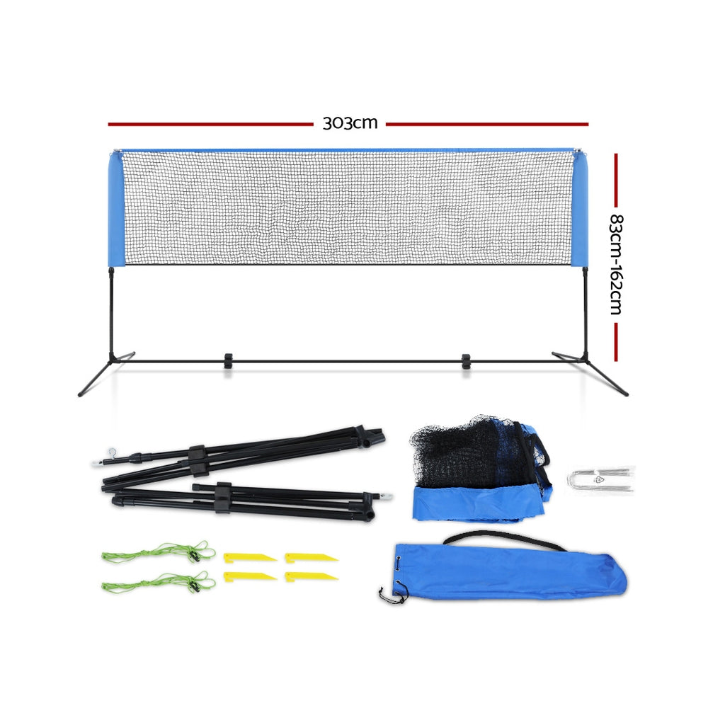 Everfit Portable Sports Net Stand Badminton Volleyball Tennis Soccer 3m 3ft Blue | Auzzi Store