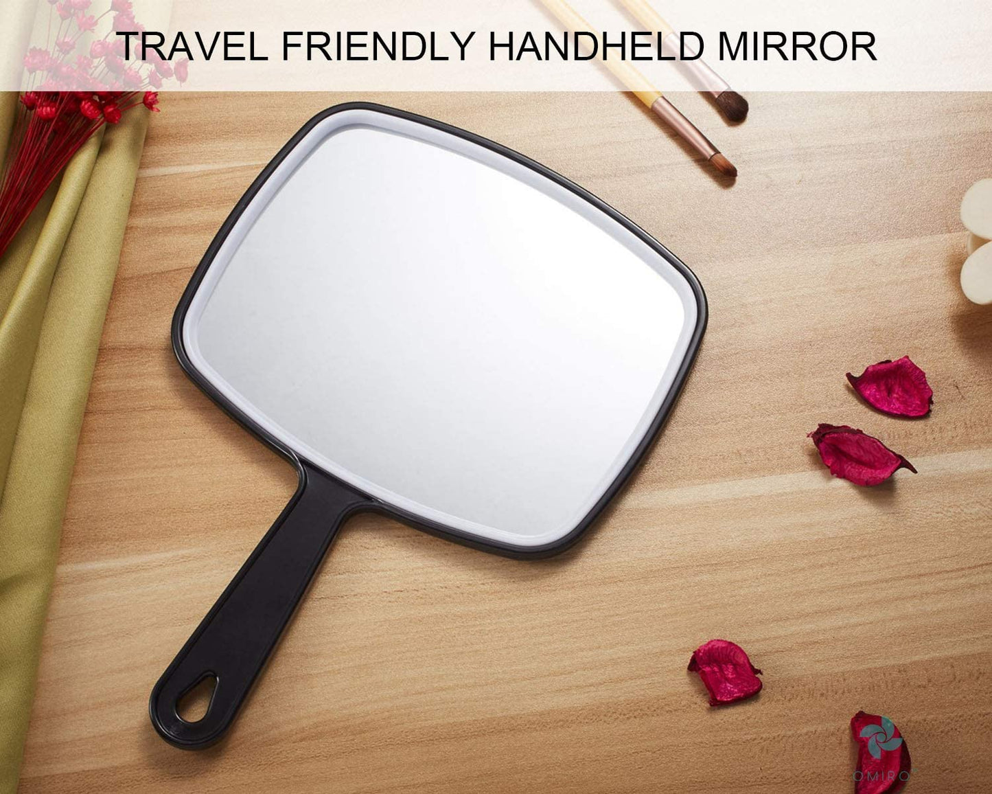 Extra Large Black Handheld Mirror with Handle (24 x 16 cm) | Auzzi Store