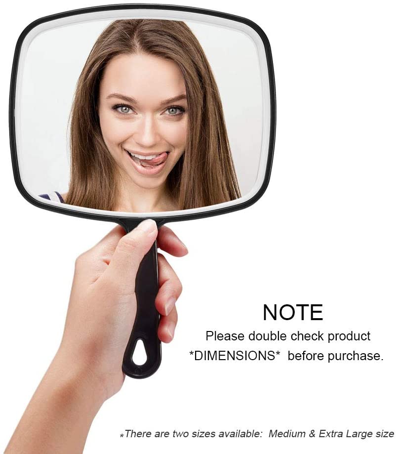 Extra Large Black Handheld Mirror with Handle (24 x 16 cm) | Auzzi Store