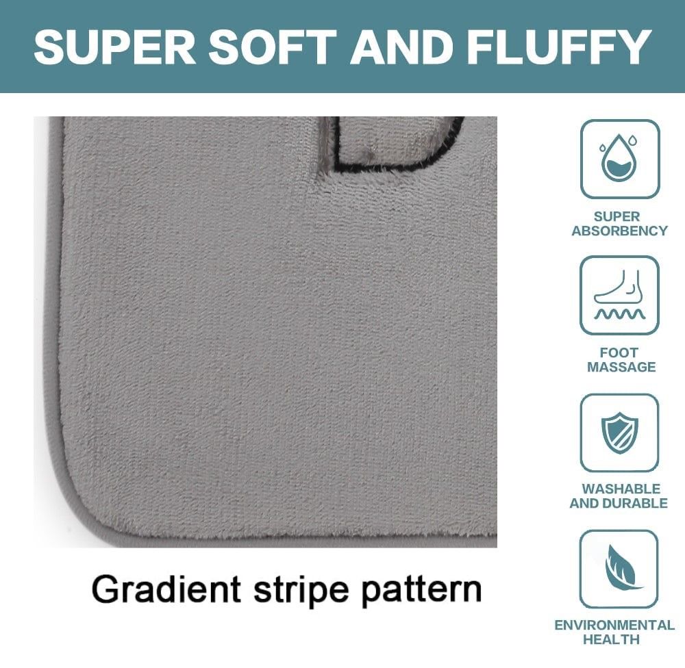 Extra Thick Memory Foam & Super Comfort Bath Rug Mat for Bathroom (60 x 40 cm, Grey) | Auzzi Store