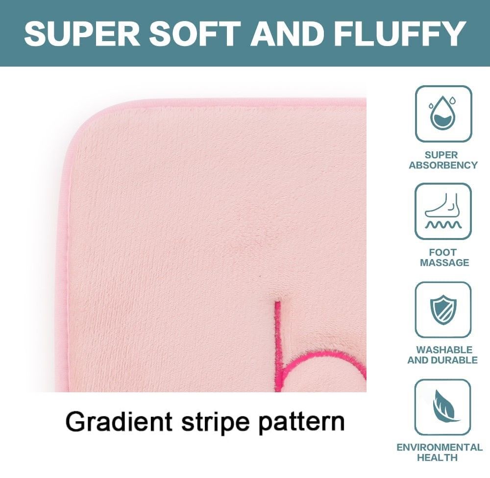 Extra Thick Memory Foam & Super Comfort Bath Rug Mat for Bathroom (60 x 40 cm, Pink) | Auzzi Store