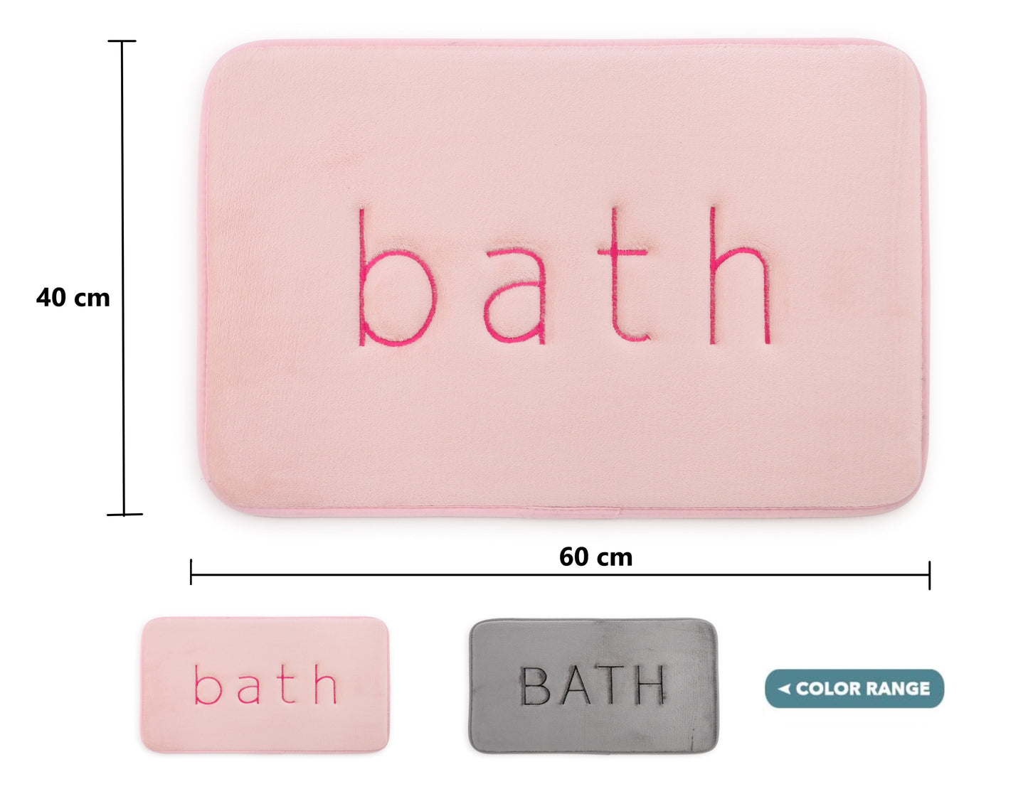 Extra Thick Memory Foam & Super Comfort Bath Rug Mat for Bathroom (60 x 40 cm, Pink) | Auzzi Store