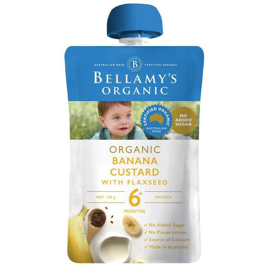 Bellamy's Organic Banana Custard with Flaxseed 120g - Nutritious Baby Food - Auzzi Store