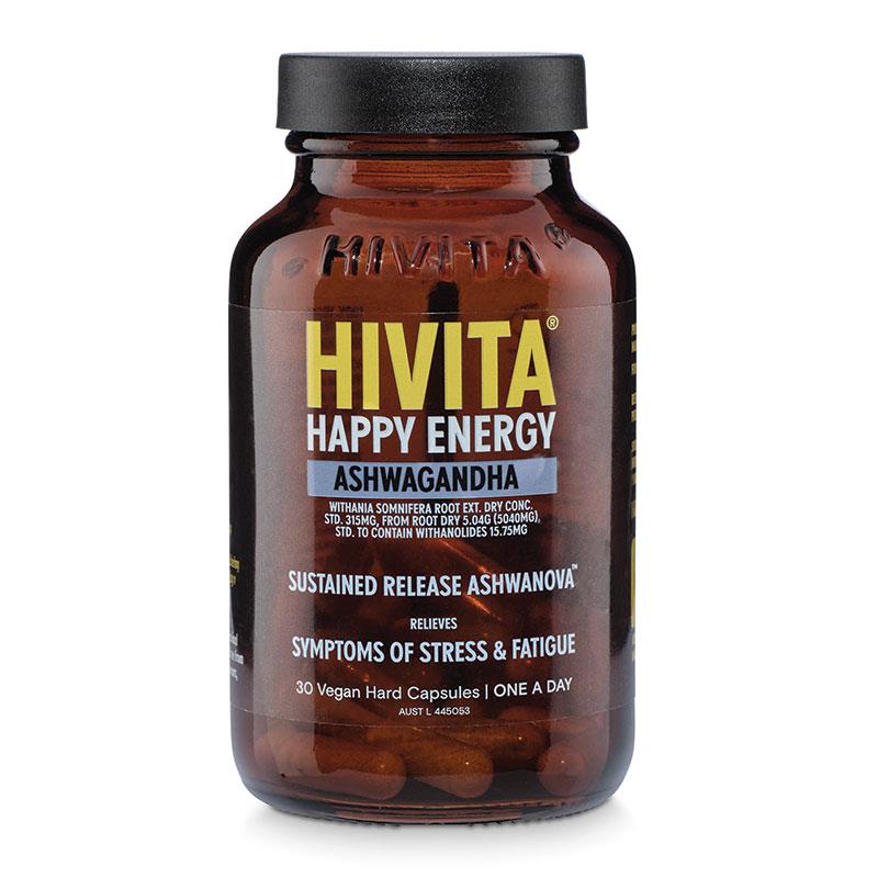 HIVITA Happy Energy Ashwagandha 30 Vegan Capsules - Sustained Release