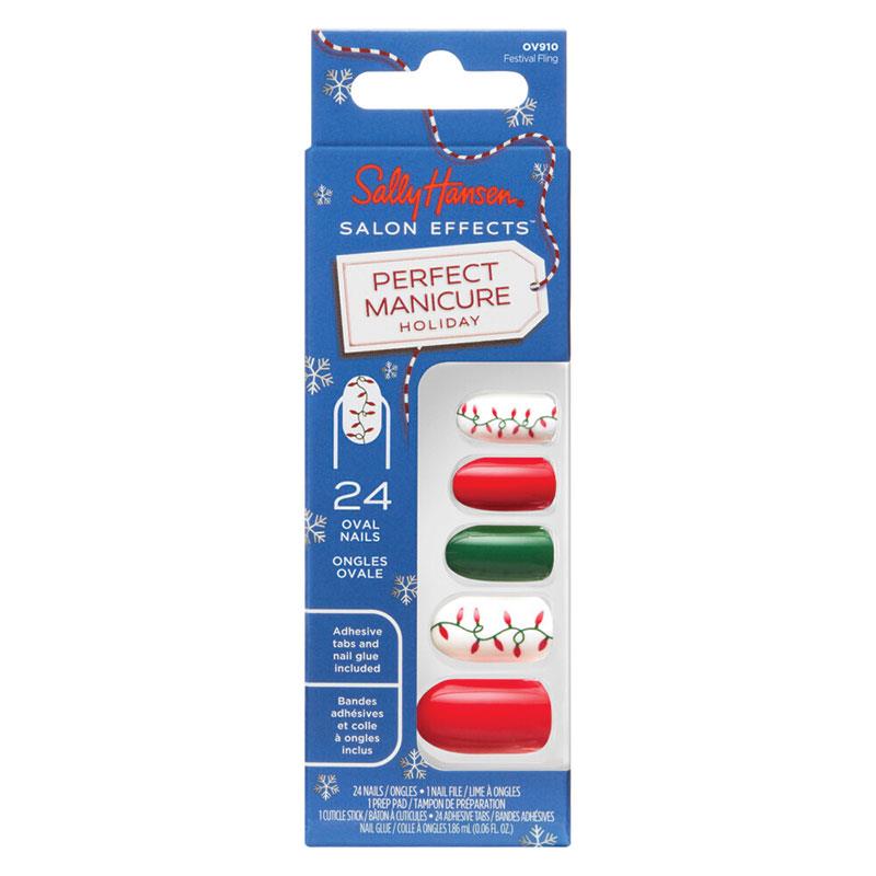 Sally Hansen Salon Effects Perfect Manicure 24 Press On Nails Once Upon A Holiday Collection Festival Fling
