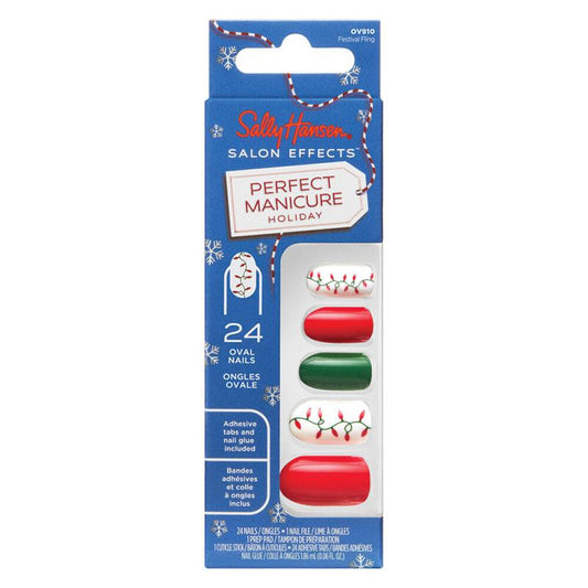 Sally Hansen Salon Effects Perfect Manicure 24 Press On Nails Once Upon A Holiday Collection Festival Fling