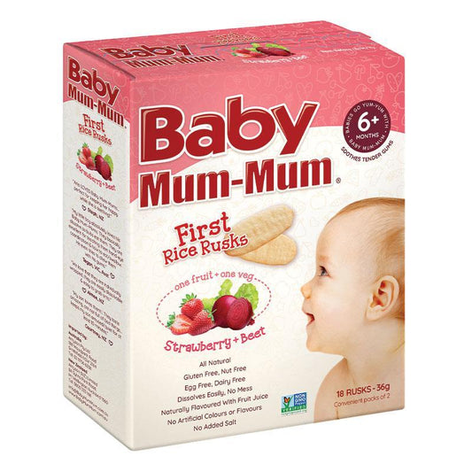 Baby Mum-Mum Rice Rusks Strawberry & Beet 36g - Nutritious First Food