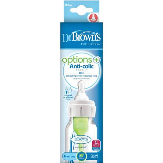 Dr Brown's Options Anti-Colic Narrow Neck Feeding Bottle - 120ml - Auzzistore